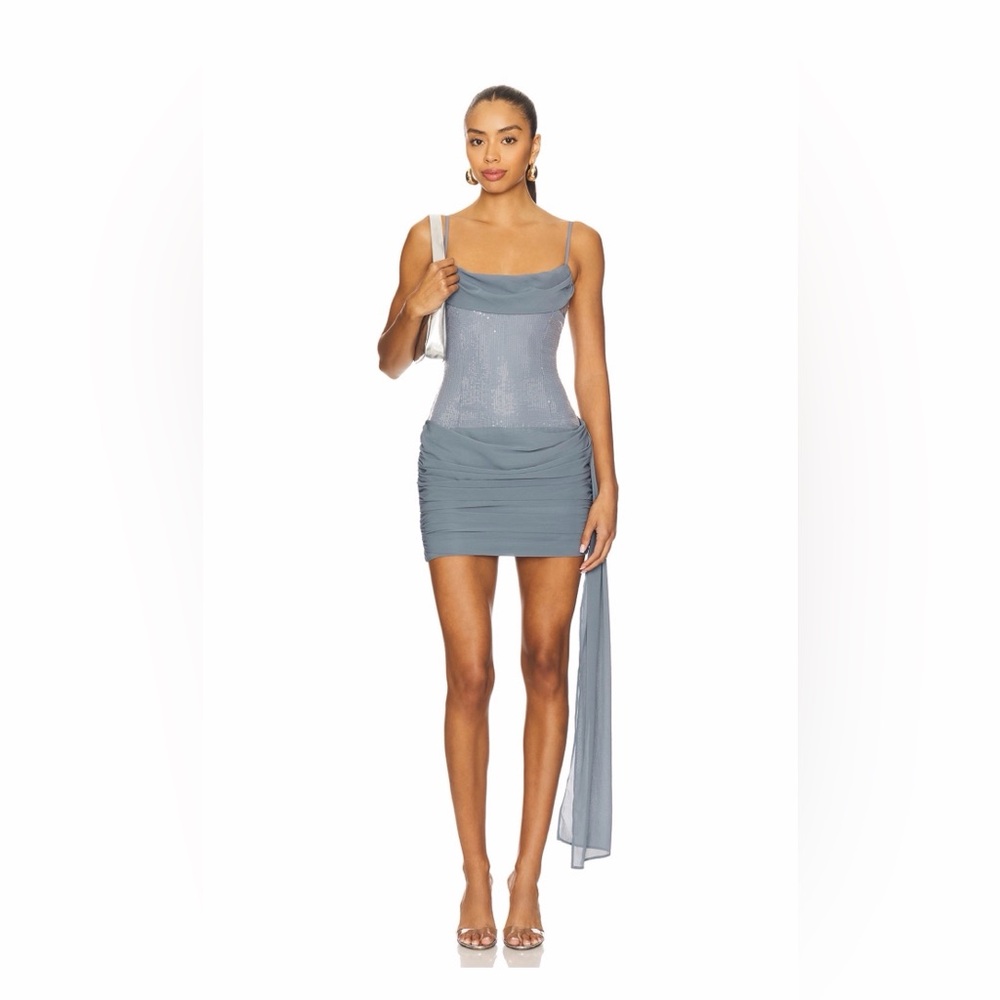 Seanna ruched mini dress in steel
